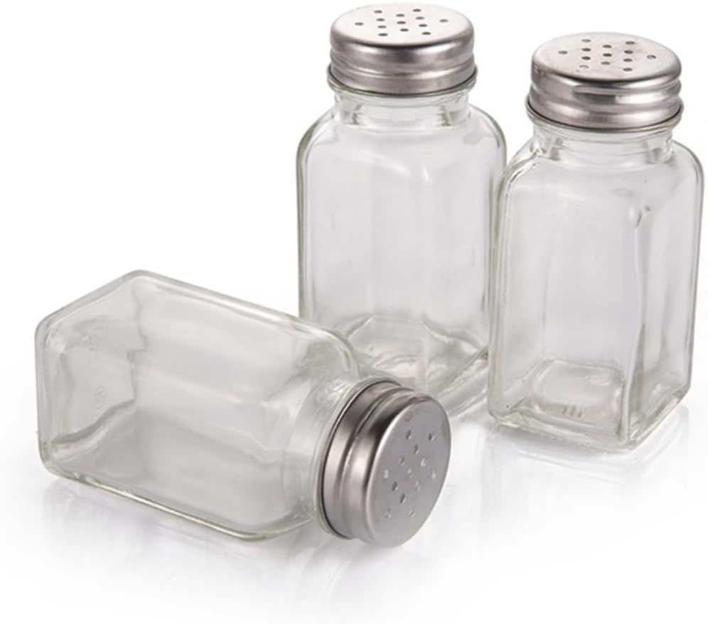 BIUDECO Square Glass Condiment Bottles with Screw Lid