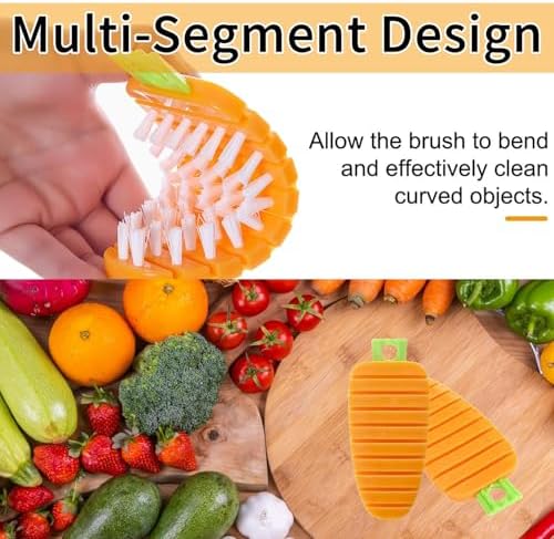 2 PCS Bendable Vegetable Cleaning Brush Set Orange