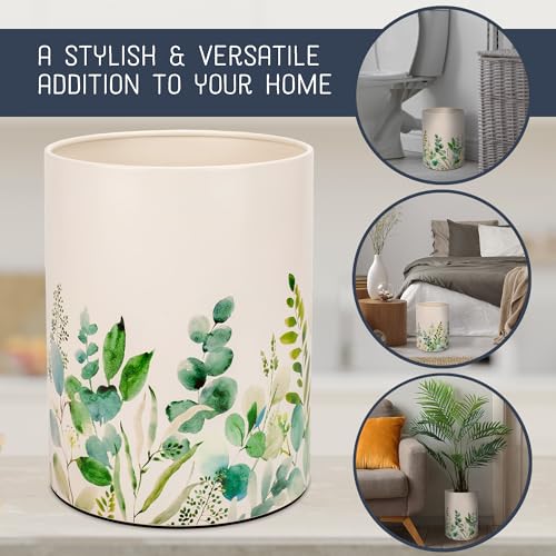NAT AND JULES Round 95 x 8 Iron Wastebasket with Floral Design