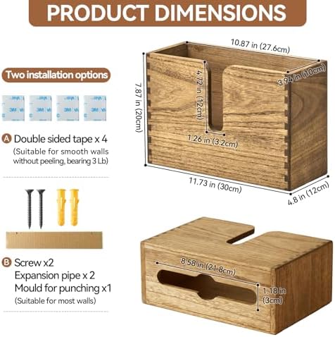 KIRIGEN Wood Paper Towel Dispenser - Wall Mounted and Countertop