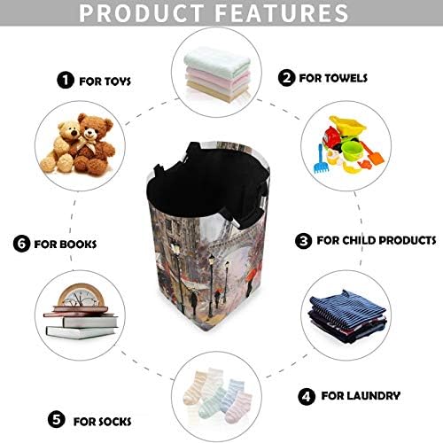 visesunny Oil Painting Eiffel Tower Laundry Hamper
