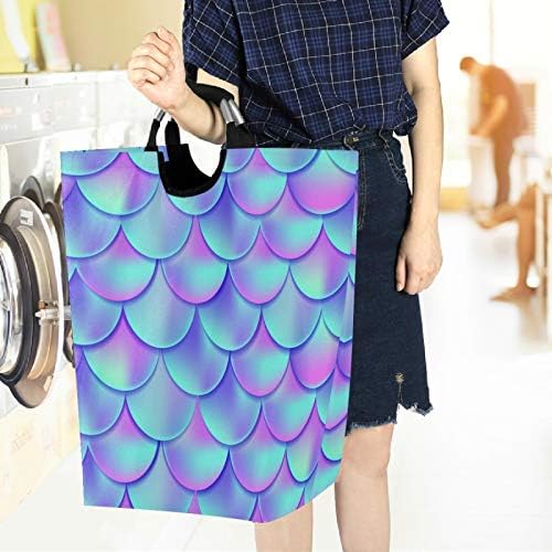 visesunny Magic Mermaid Scale Laundry Hamper Basket