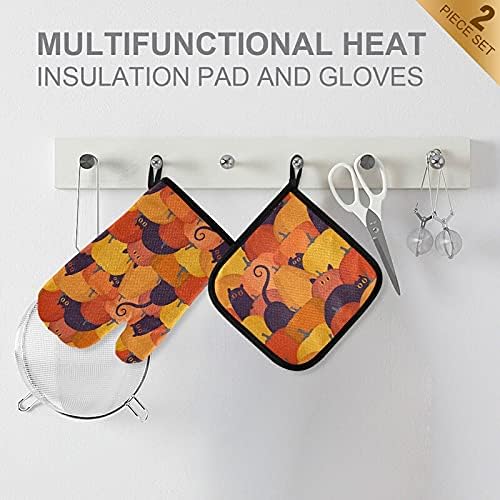Tamniee Orange Pumpkins Oven Mitts Pot Holder Set