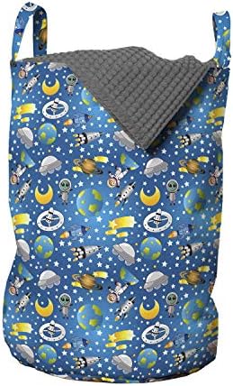 Ambesonne Space Laundry Bag 13 x 19 with Shooting Stars Handles Drawstring Closure