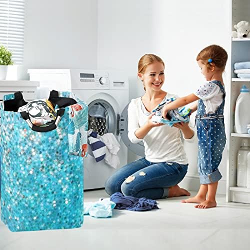 visesunny Large Laundry Hamper with Blue Mosaic Design