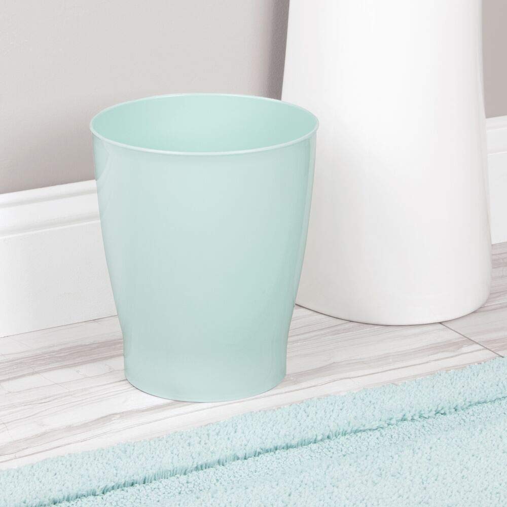 mDesign Round Plastic 125 Gallon Bathroom Trash Can - Mint Green