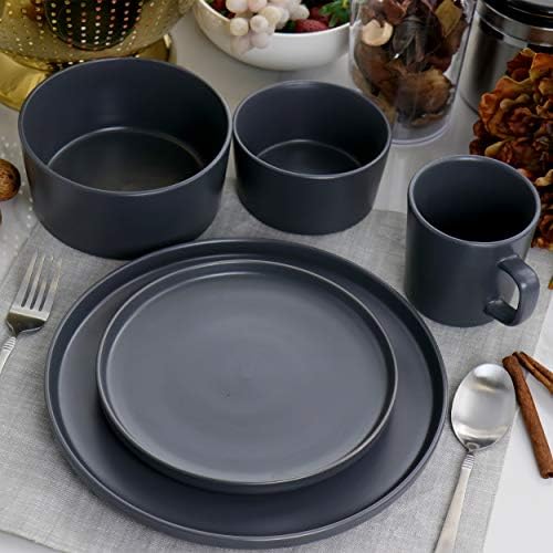Elama Luxmatte Dark Grey Dinnerware Set 20 Piece