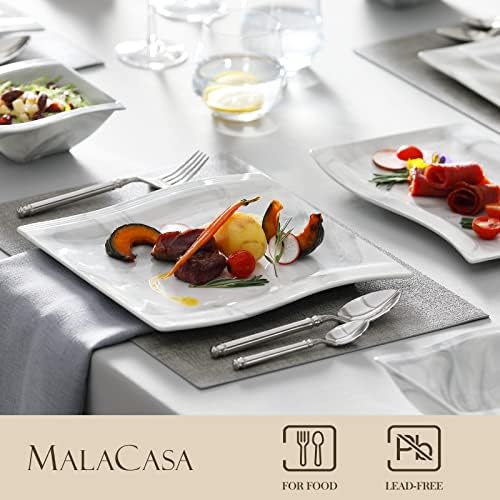 MALACASA 60-Piece Porcelain Dinnerware Set for 12