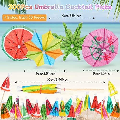 Rtteri 200 Pcs Tropical Drink Umbrella Cocktail Picks