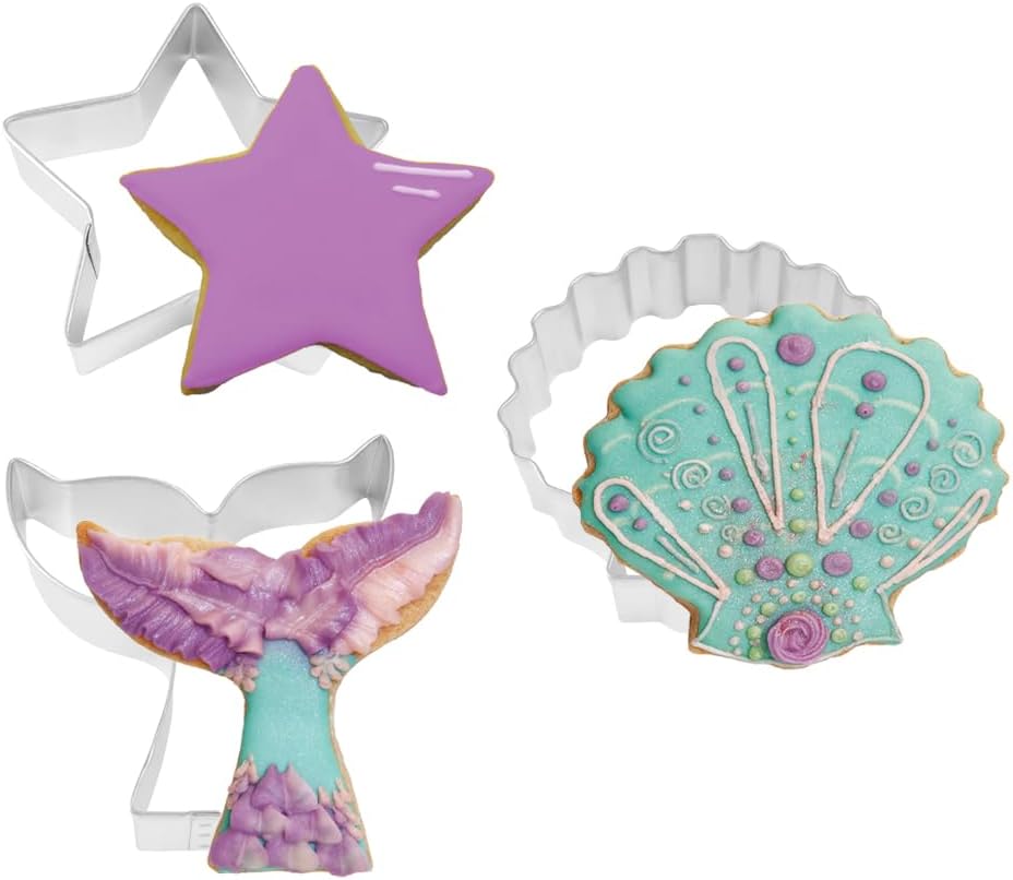 Mermaid Dreams Cookie Cutter Set 3 Piece Tin-Plated Steel Silver