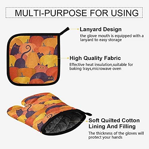 Tamniee Orange Pumpkins Oven Mitts Pot Holder Set