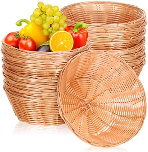 20 Pcs Plastic Woven Round Baskets 7 Inch Food Storage Serving Containers