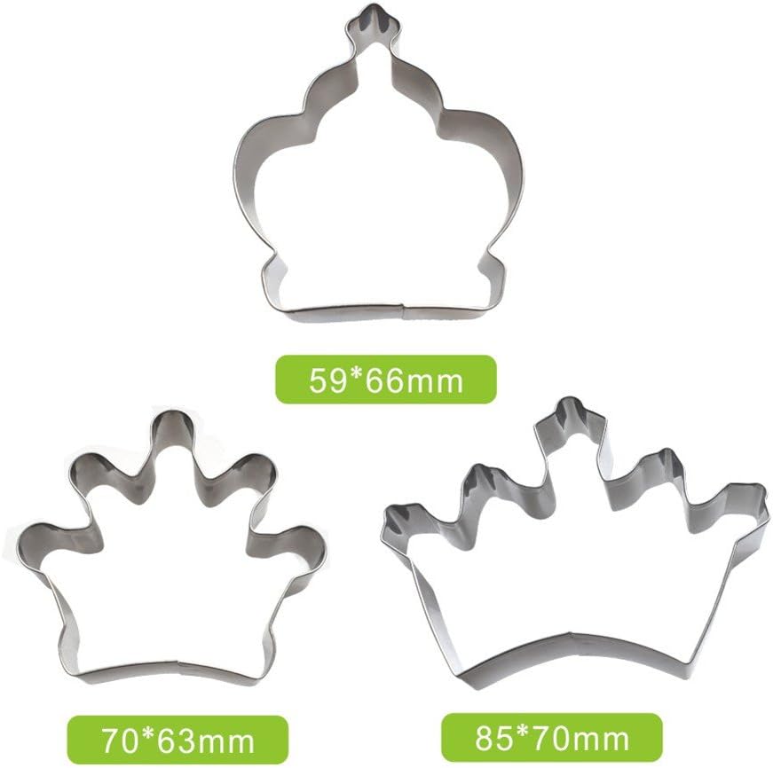AK ART KITCHENWARE 3pcs Crown Cookie Cutter Set Stainless Steel Biscuit Tools