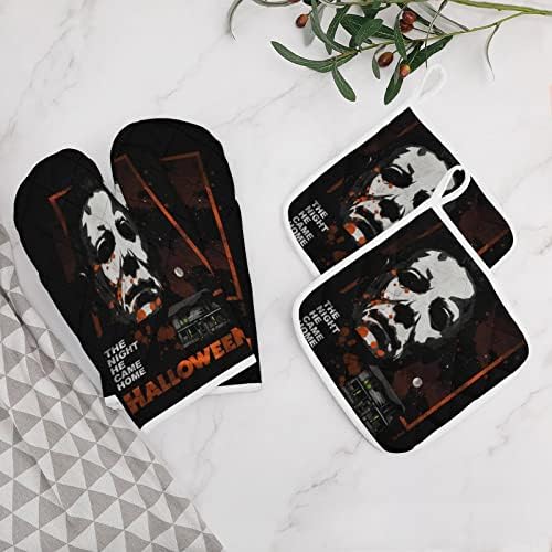 ZHANGXM Halloween Michael Myers Oven Mitts and Pot Holders Set