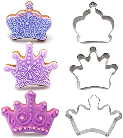 AK ART KITCHENWARE 3pcs Crown Cookie Cutter Set Stainless Steel Biscuit Tools