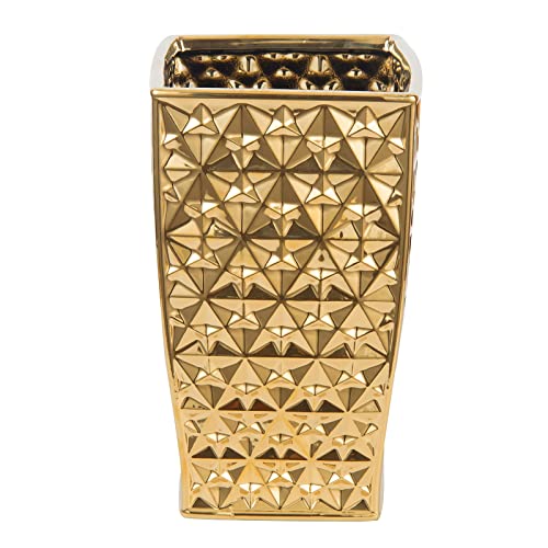 Ceramic Gold Square Garbage Can - Kitchen Bathroom Bin