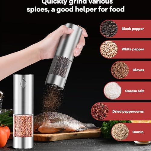 Cupidove 2PCS Electric Salt and Pepper Grinder Set