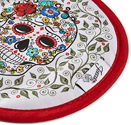 Fiesta Skull Vine Oven Mitts 2 Piece Set