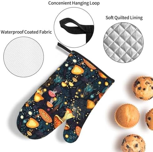 Cute Mushroom Oven Mitts Set of 3 Heat Resistant