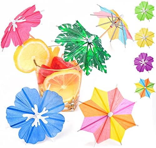 150pcs Tropical Cocktail Umbrellas with Wood Sticks