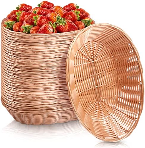 Zopeal 12-Pack Plastic Oval Woven Baskets for Kitchen and More