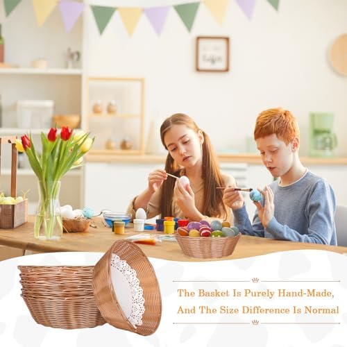 Yimerlen 8 Pcs Round Large Plastic Bread Basket with Blotting Sheets