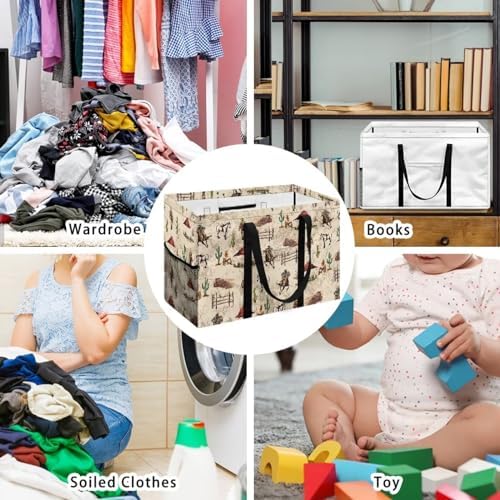 Tutolipy Vintage Cowboy Print Laundry Hamper