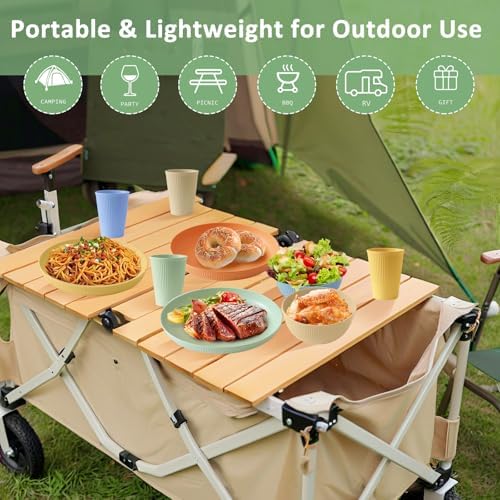 24pcs Wheat Straw Dinnerware Set for Outdoor and Kitchen Use