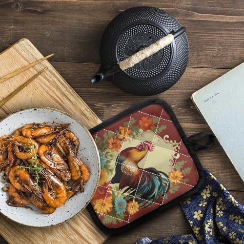 Upetstory Chicken Rooster Oven Mitts and Pot Holders Set 1