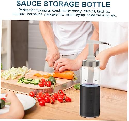 KICHOUSE 300ml Glass Condiment Squeeze Bottle