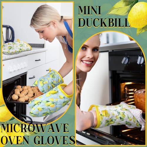 Geyoga 4 Pack Mini Oven Mitts Lemon Themed