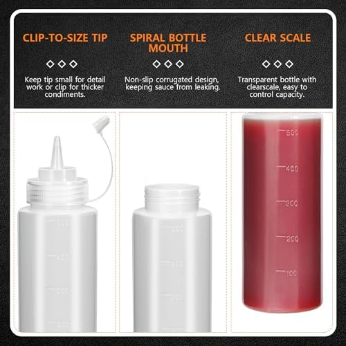 OAMCEG 16OZ Squeeze Bottles 8 Pack BPA Free Durable