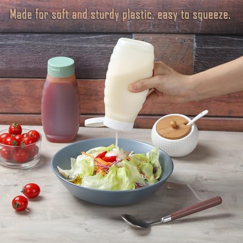 RAMFIYN 6-Pack Green Cap Condiment Squeeze Bottles 380ml