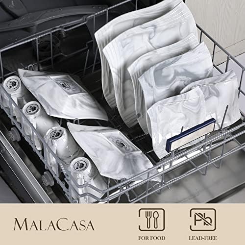 MALACASA Marble Gray 30-Piece Dinnerware Set for 6