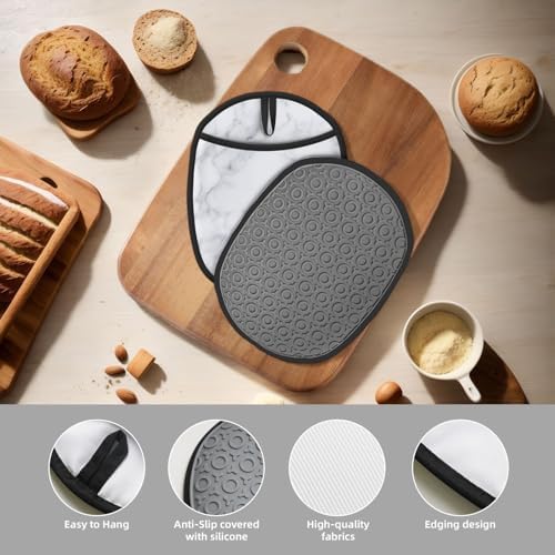 White Marble Silicone Oven Mitts 2 Pack