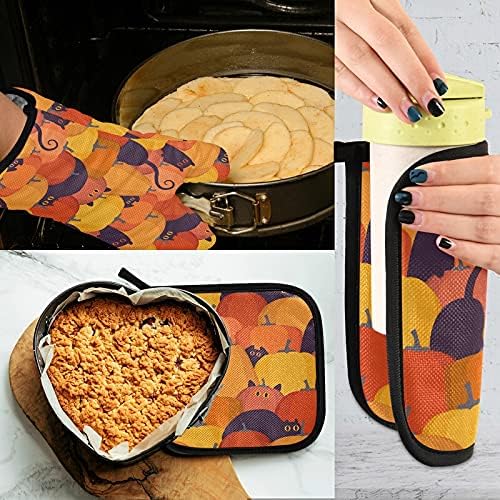 Tamniee Orange Pumpkins Oven Mitts Pot Holder Set