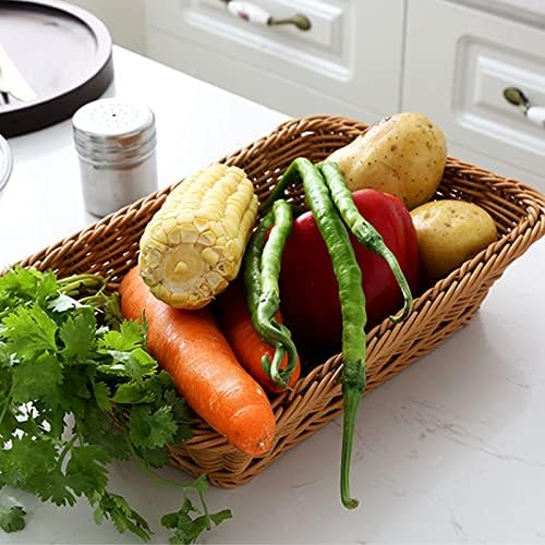 4 Pack Woven Bread Baskets - 118 Inch Rattan Style Serving Baskets