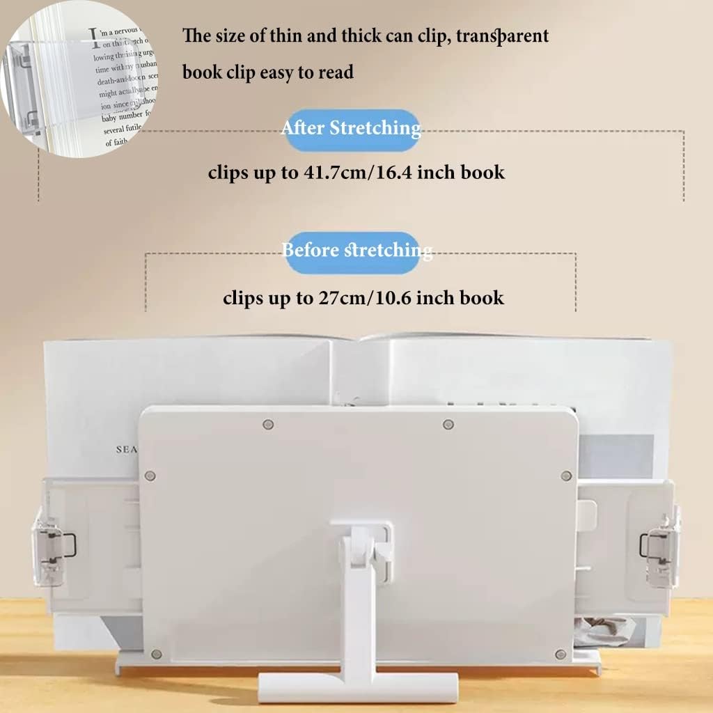 White Adjustable Book Stand for Reading and Writing