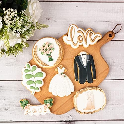Flycalf Wedding Cookie Cutters with Oak Leaf and Plunger Stamps