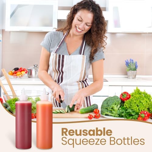 Irenare 30-Pack 16 oz White Condiment Squeeze Bottles with Twist Top Cap