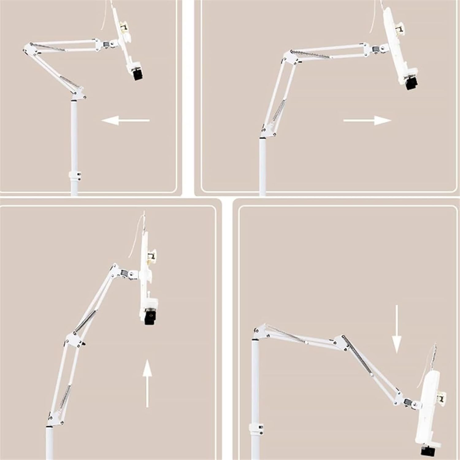 Adjustable Floor Stand Book Holder with Lamp - White