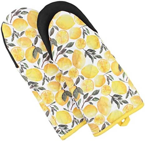 SageStitch Heat Resistant Oven Mitts Set of 2 Yellow Lemons