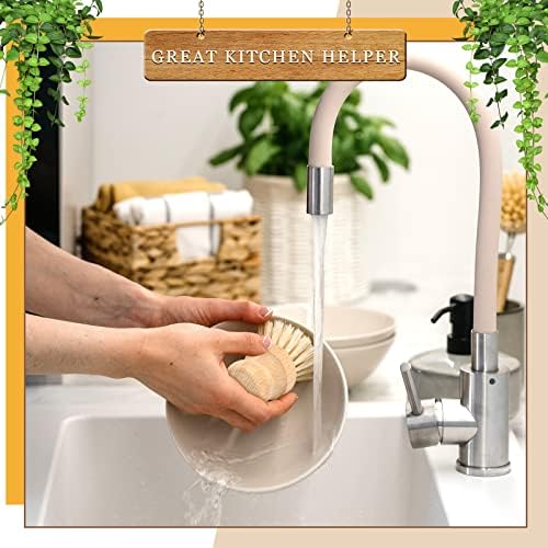 12 Pcs Bamboo Dish Brush Set Sisal Bristle Kitchen Cleaning Tool