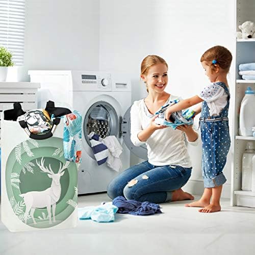 visesunny Collapsible Reindeer Laundry Basket with Handle
