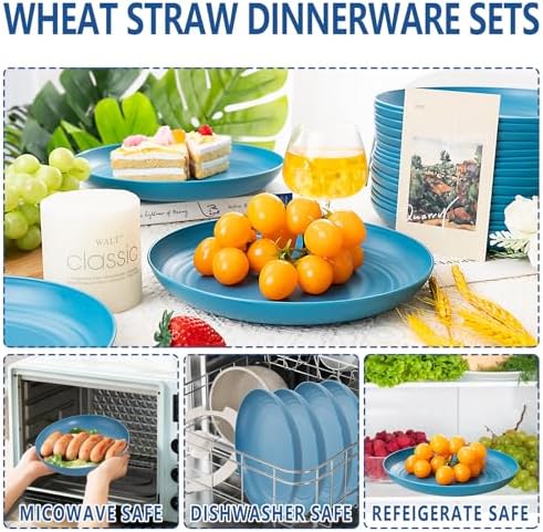 LIYH 20 PCS Wheat Straw Plates - 9 Inch Unbreakable Dinnerware