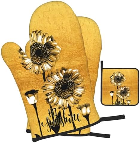 TNOKKU Sunflower Oven Mitts Set for Women