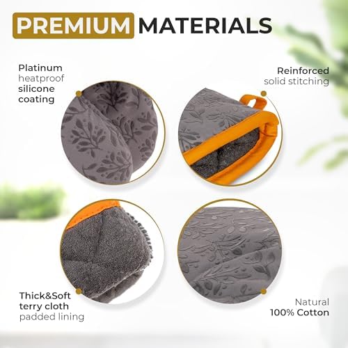 Premium Heat-Resistant Oven Mitts Set of 2 by CooknChic