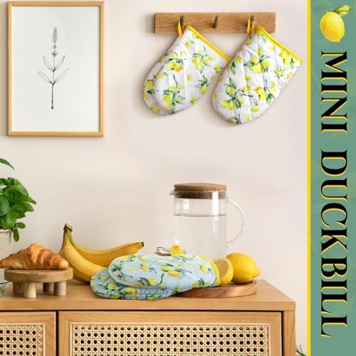 Geyoga 4 Pack Mini Oven Mitts Lemon Themed