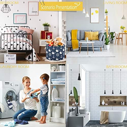 Visesunny Collapsible Laundry Basket with Cotton Handles 1