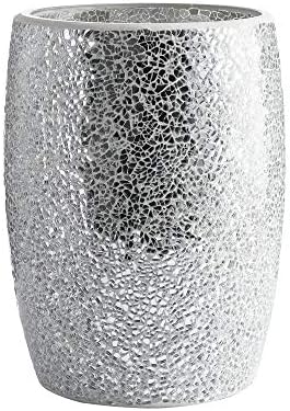 WHOLE HOUSEWARES Shiny Mosaic Glass Wastebasket 75 x 10 Silver
